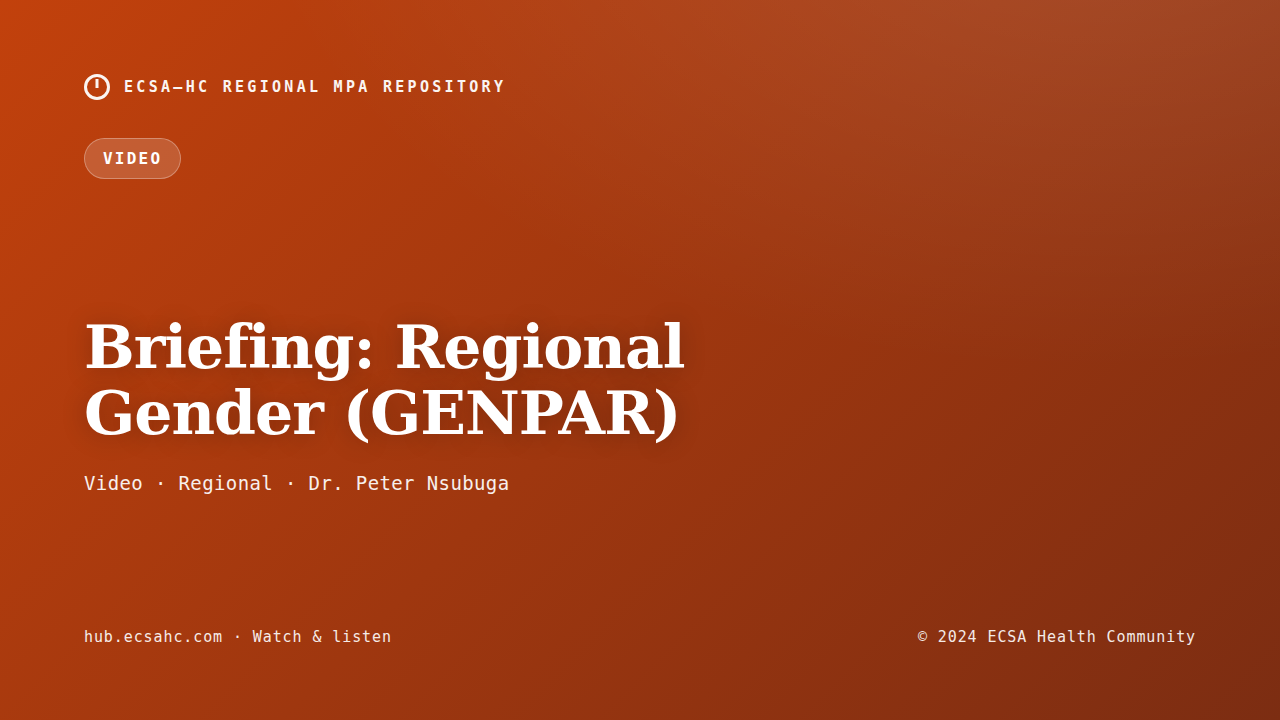 Thumbnail for Briefing: Regional Gender (GENPAR)