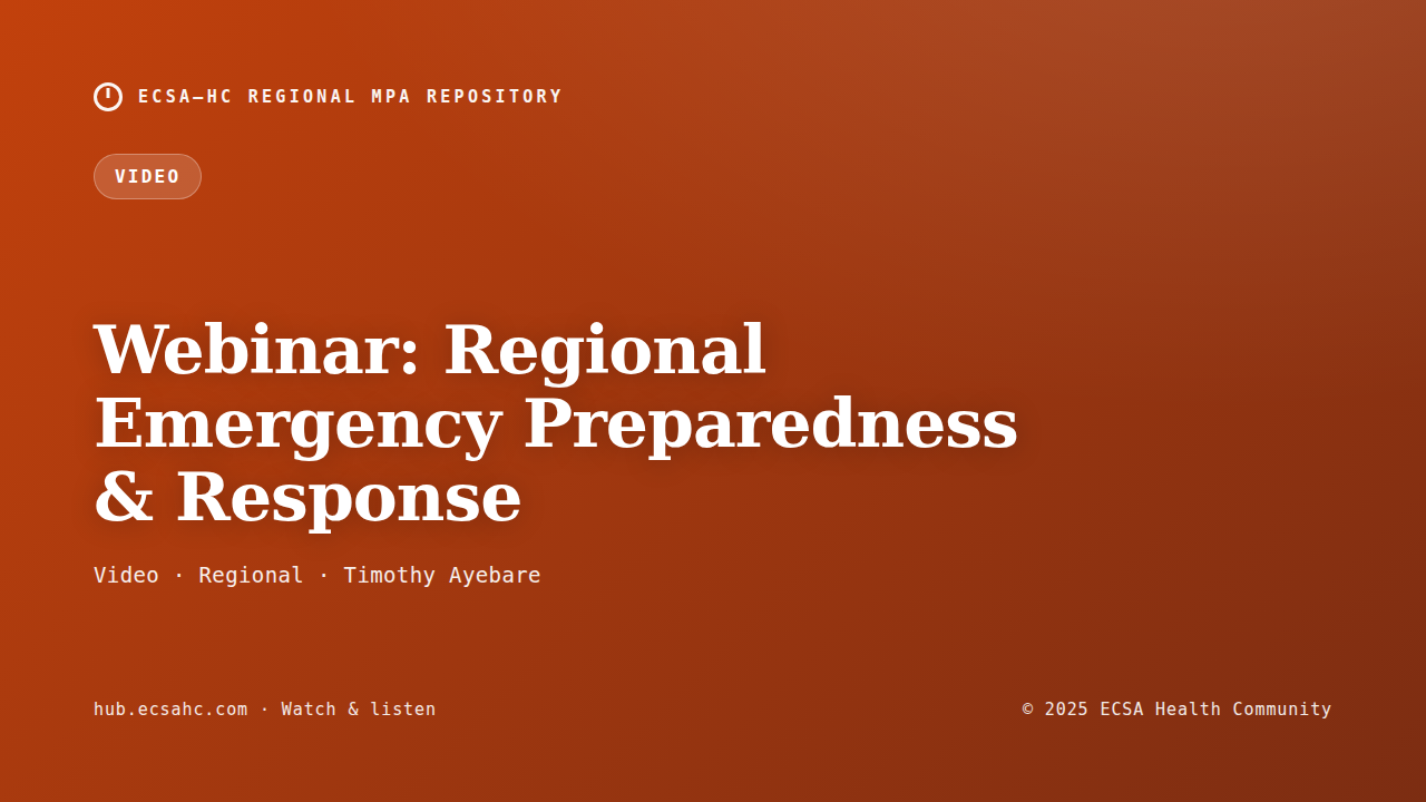 Thumbnail for Webinar: Regional Emergency Preparedness & Response