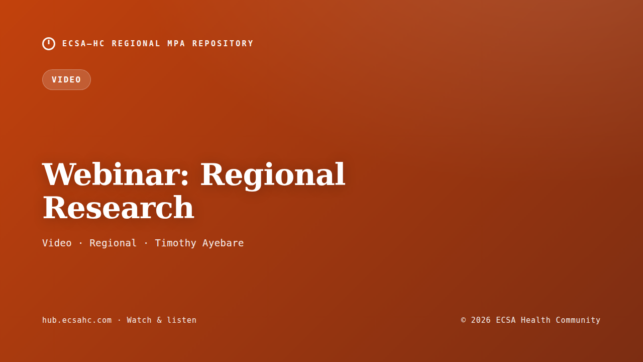 Thumbnail for Webinar: Regional Research