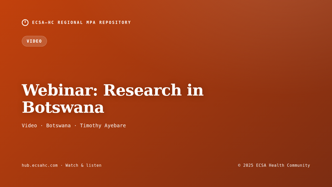 Thumbnail for Webinar: Research in Botswana