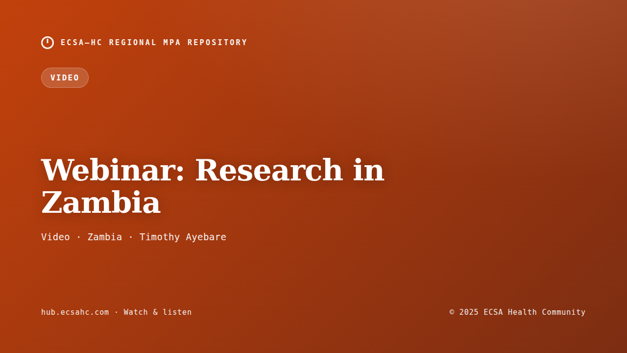 Thumbnail for Webinar: Research in Zambia
