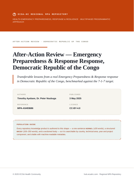 Thumbnail for After-Action Review — Emergency Preparedness & Response Response, Democratic Republic of the Congo