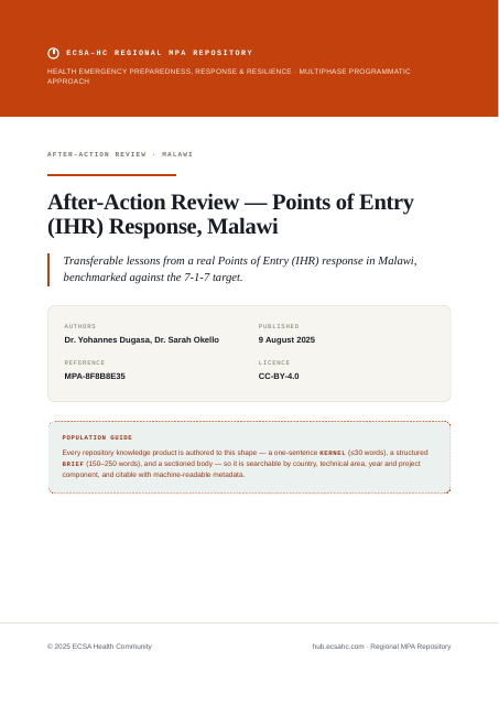 Thumbnail for After-Action Review — Points of Entry (IHR) Response, Malawi
