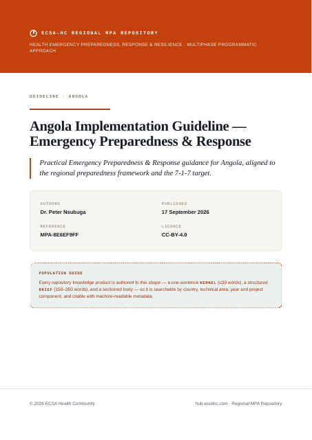 Thumbnail for Angola Implementation Guideline — Emergency Preparedness & Response