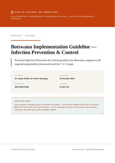 Thumbnail for Botswana Implementation Guideline — Infection Prevention & Control