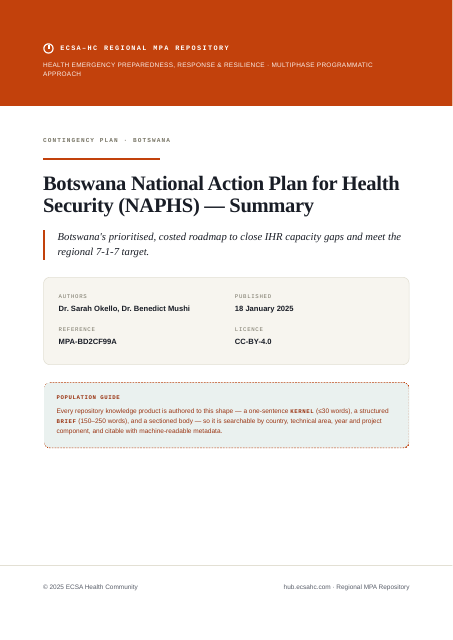 Thumbnail for Botswana National Action Plan for Health Security (NAPHS) — Summary