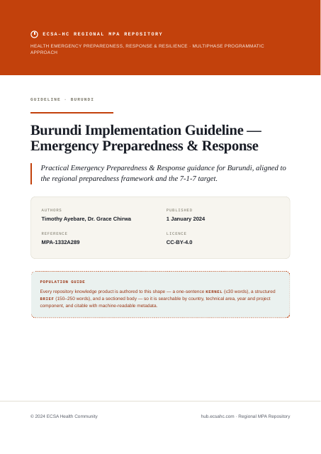 Thumbnail for Burundi Implementation Guideline — Emergency Preparedness & Response