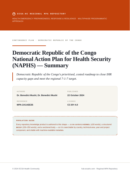 Thumbnail for Democratic Republic of the Congo National Action Plan for Health Security (NAPHS) — Summary