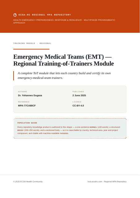 Thumbnail for Emergency Medical Teams (EMT) — Regional Training-of-Trainers Module
