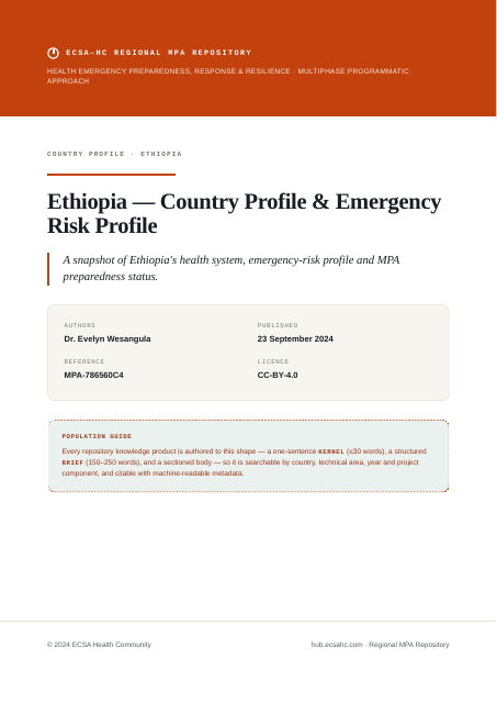 Thumbnail for Ethiopia — Country Profile & Emergency Risk Profile