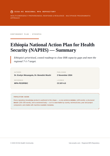 Thumbnail for Ethiopia National Action Plan for Health Security (NAPHS) — Summary