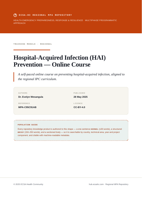 Thumbnail for Hospital-Acquired Infection (HAI) Prevention — Online Course