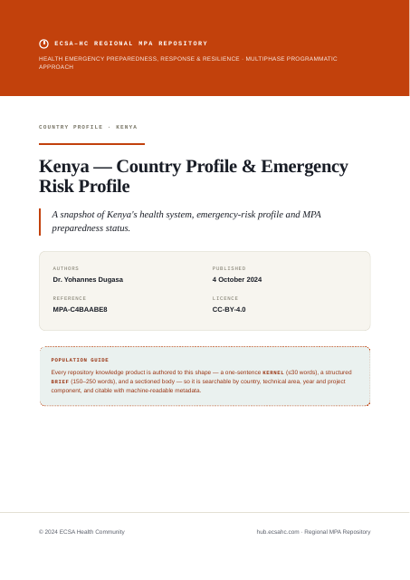 Thumbnail for Kenya — Country Profile & Emergency Risk Profile