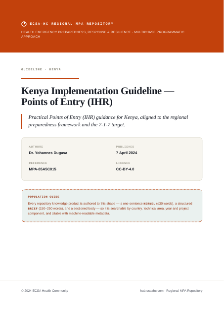 Thumbnail for Kenya Implementation Guideline — Points of Entry (IHR)