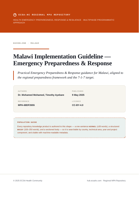 Thumbnail for Malawi Implementation Guideline — Emergency Preparedness & Response