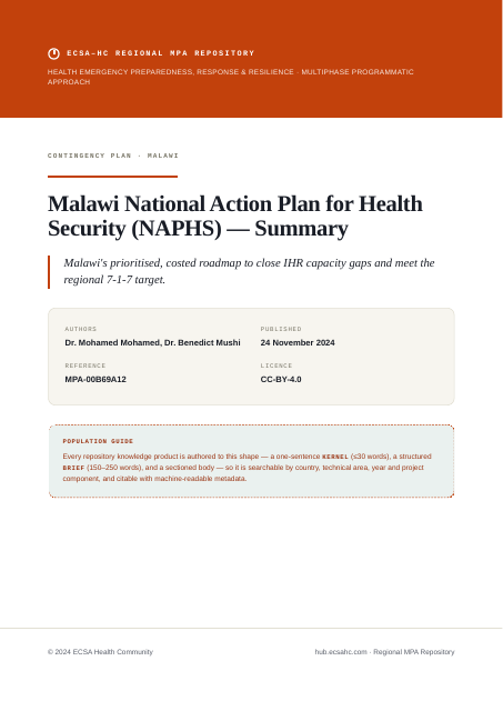 Thumbnail for Malawi National Action Plan for Health Security (NAPHS) — Summary