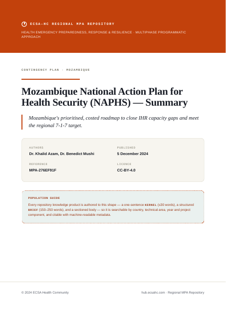 Thumbnail for Mozambique National Action Plan for Health Security (NAPHS) — Summary