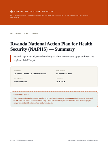 Thumbnail for Rwanda National Action Plan for Health Security (NAPHS) — Summary
