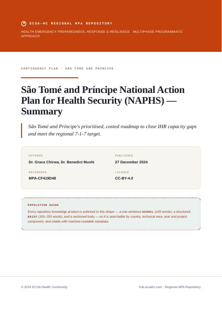 Thumbnail for São Tomé and Príncipe National Action Plan for Health Security (NAPHS) — Summary