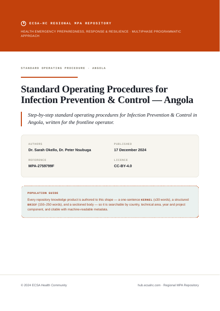 Thumbnail for Standard Operating Procedures for Infection Prevention & Control — Angola