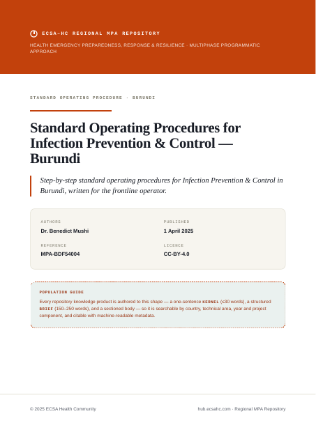 Thumbnail for Standard Operating Procedures for Infection Prevention & Control — Burundi